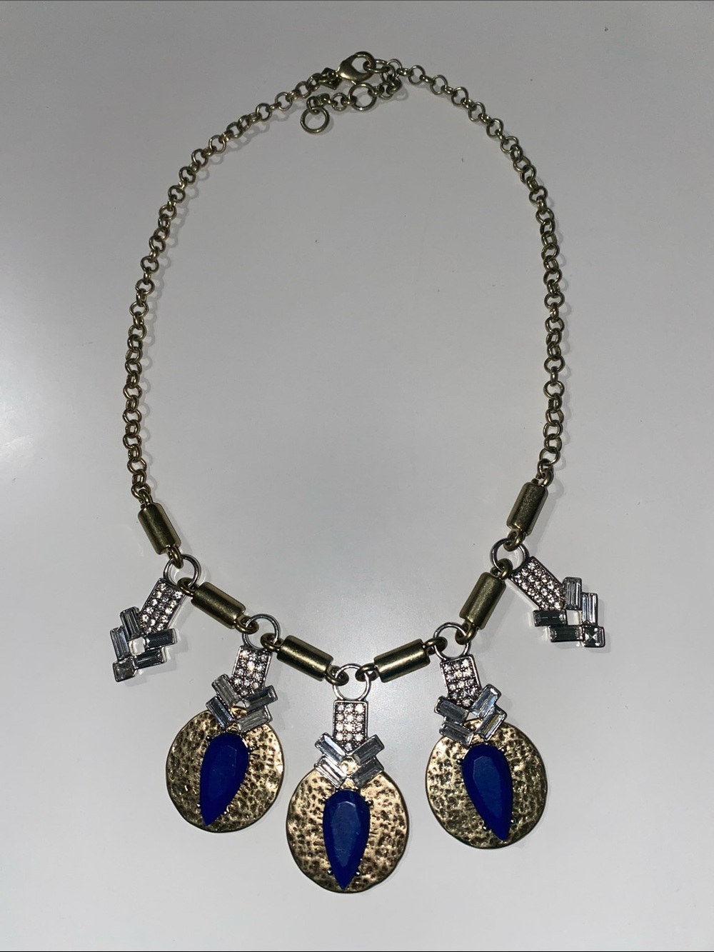 Banana Republic Gold-Tone Statement Necklace with Royal Blue Accents